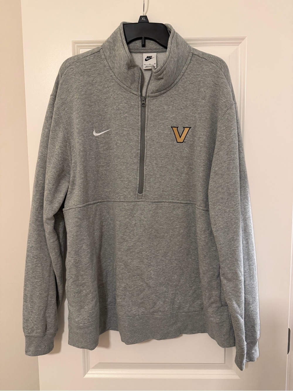 Nike Men's Vanderbilt Gray Quarter-Zip Pullover with V Logo